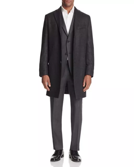 $1675.00 Eidos Men's Gray Textured Overcoat - 100%