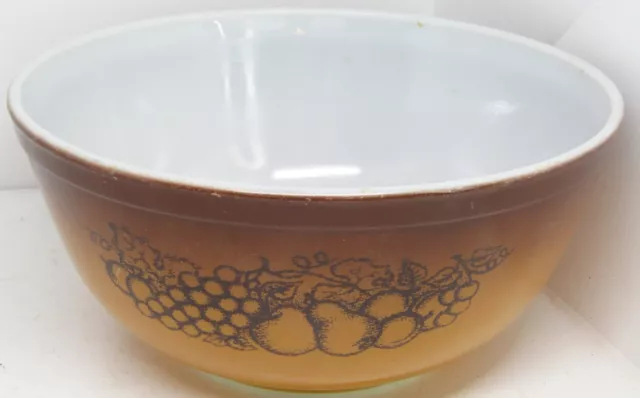 Vintage PYREX Old Orchard Fruit Mixing Bowl 401 Oven Ware Brown/gold 2 1/2 Qt.