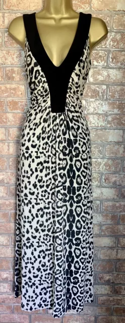Gorgeous Animal Leopard Print Stunning Evening Holiday Maxi Dress Size 14
