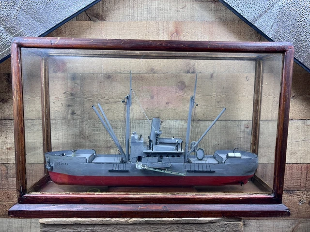 Vintage Folk Art Handcrafted USN SS Mary Luckenbach Cargo Ship Handmade Display