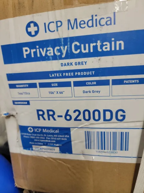 New Box of 10 ICP Medical Hospital Privacy Curtain RR-6200DG 9' W x 5.5' H