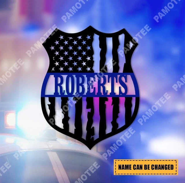 Personalized Police Officer Badge Metal Sign,Police Badge Wall Sig,American Flag
