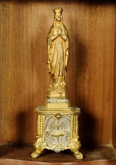 Divine Antique French Gilded Spelter Virgin Mary, Madonna, Religious Statue