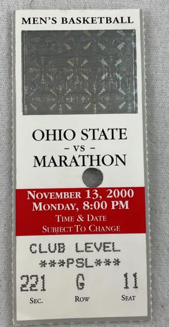 CBK 2000 11/13 Marathon at Ohio State Exhibition Basketball Ticket