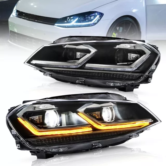 For 2013-2018 VW Volkswagen Golf 7 LED Headlights W/Sequential Signal Front Lamp