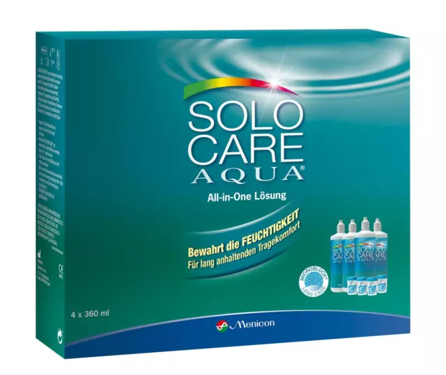 SOLO CARE AQUA® - Aufbewahrungslösung f. weiche Kontaktlinsen - 4x360 ml MHD2025