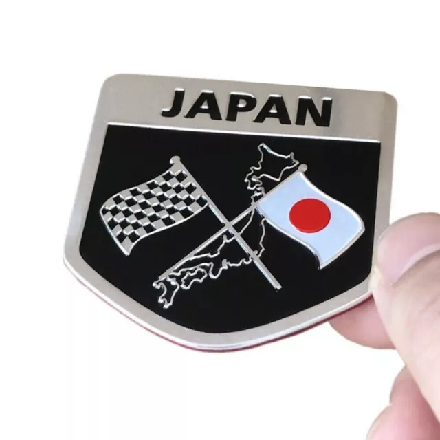 Japan Flag Shield Emblem Metal Badge Car Sticker Decal Easy Install Accessories