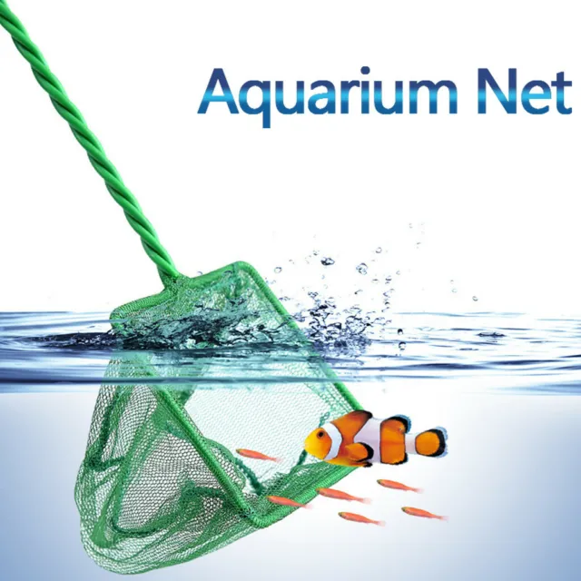 Aquarium Net Fish Tank Net Fine Mesh Fish Catch Net with Plastic Handle Green