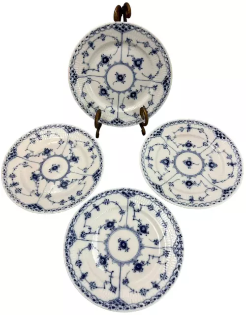 Royal Copenhagen Blue Fluted Half Lace 6 3/4" Porcelain Salad Plate 574 Set of 4