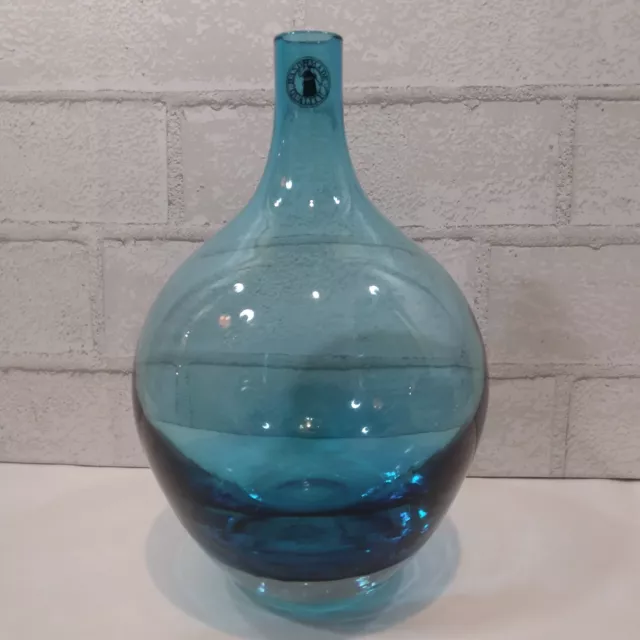 MCM Modernist Johanna Jelinek Salong Turquoise Ocean Blue Art Glass Vase Ikea