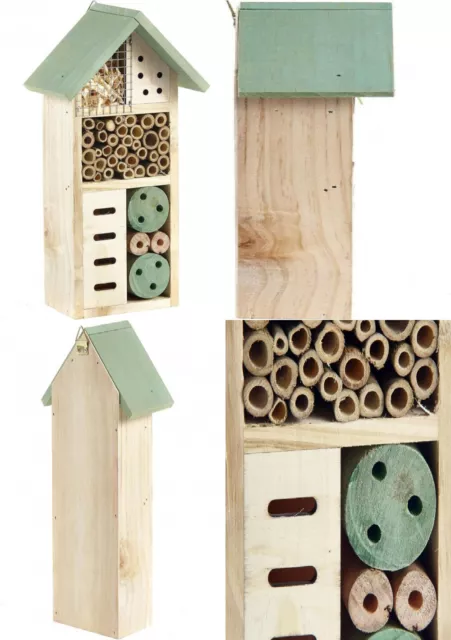 Pet Ting Wooden Insect Bee House Natural Wood Bug Hotel Shelter Garden Nest...