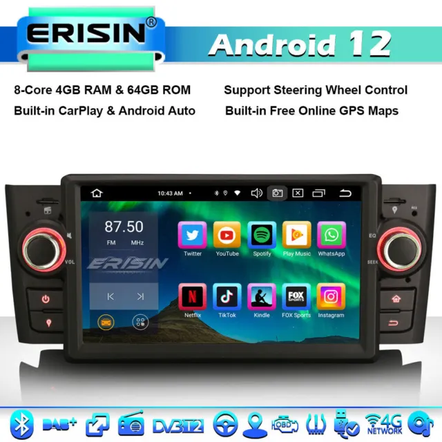 8-Cœurs DAB+Android 12 Autoradio GPS Fiat Punto Linea CarPlay BT5.0 TNT DSP 64GO