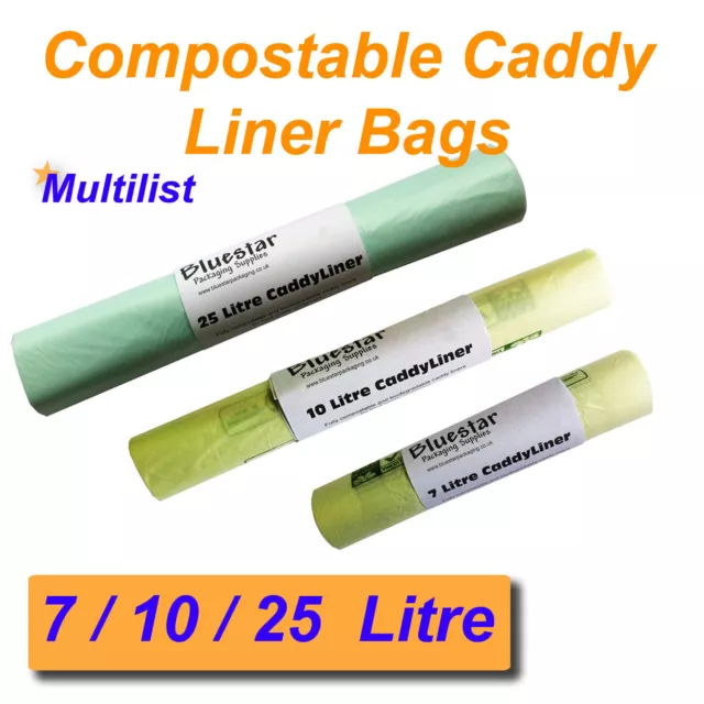 Compostable 7L 10L 25L Biodegradable Caddy Liner Food Waste / Compost Bags