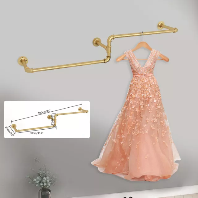 Percha de montaje en pared de oro, 180 cm oro industrial soporte de armario 180 cm