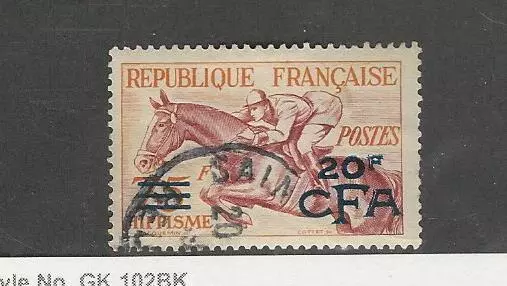 Reunion, French, Postage Stamp, #300 Used, 1954 Horse Racing