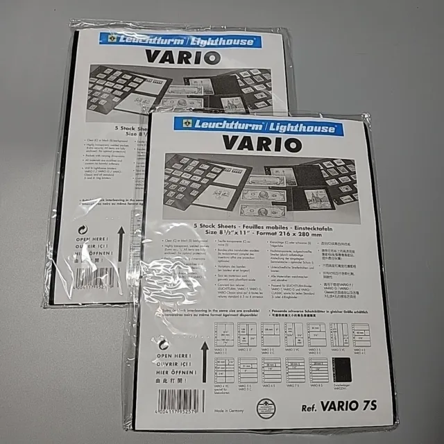 2 PACK Lighthouse Vario Stamps Pages 7 Rows 7S Pack of 5 Black 10 Sheets