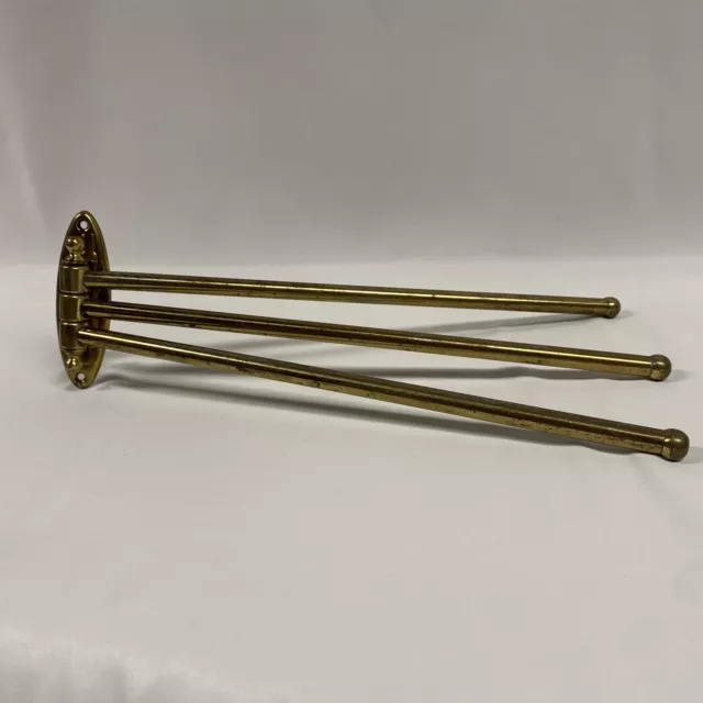 landers frary antique 3 arm swing towel bar holder Vary Old Brass