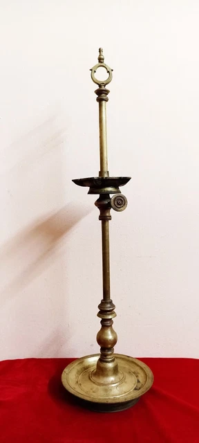 HINDU TEMPLE POOJA Adjustable Brass Key Lamp Chavi Vilakku Antique ...