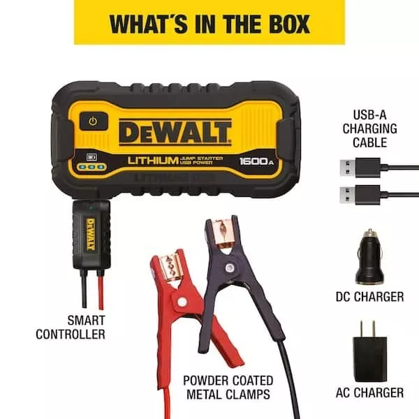 DeWalt 1600 Peak Amp Lithium Jump Starter with USB Power Bank DXAELJ16