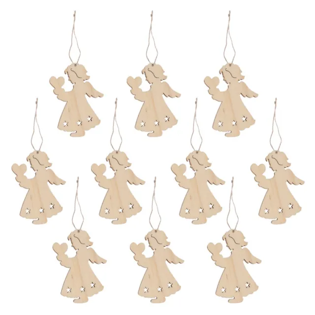 10 Pcs Bamboo Tag Wood Christmas Crafts Wooden Hanging Decorations