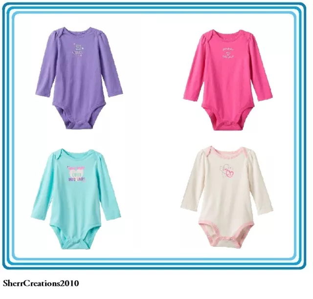 New Baby Girl Jumping Beans Graphic Bodysuit Cotton Long Sleeve