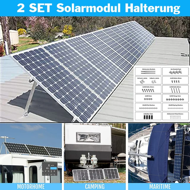 Produktbild von PV Aufständerung Für Solarmodule Flachdach - Aluminium-Halterung Verstellbar 15-30°, Für Balkonkraftwerk & Mehr