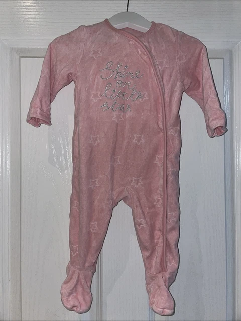 baby girl age 3-6 months soft all in one “shine on little star” pink All In One