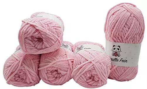 5 gomitoli di lana di ciniglia fine da 100 grammi, 500 g (rosa antico  300-31) : : Casa e cucina
