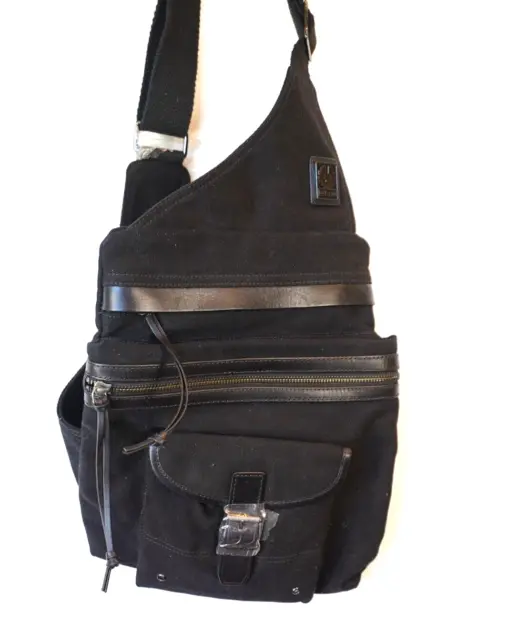 New | $645 Belstaff Leather Holdster Messenger Satchel Bag Black