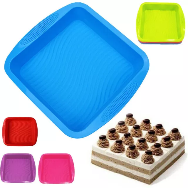 Large Square Silicone Cake Mold Pan Tins Non Stick Loaf Bread Baking Tray Mould