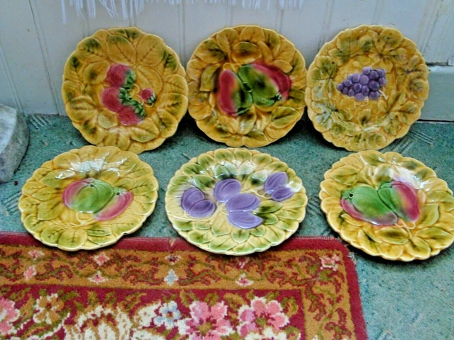 ASSIETTES A DESSERT Décor Fruits Sarreguemines Barbotine Ancienne Majolique EUR 32,00 - FR ASSIETTES A DESSERT Décor Fruits Sarreguemines Barbotine Ancienne Majolique EUR 32,00 - FR