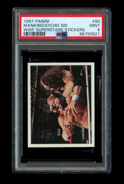 1997 Panini WWF Superstars Mankind Sycho Sid Stickers #80 PSA 9 Pop 1 No 10's