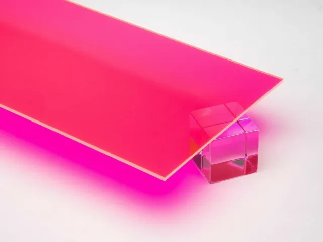 Acrylic Plexiglass Pink Red Fluorescent  Sheet 1/8" Thick - You Pick The Size