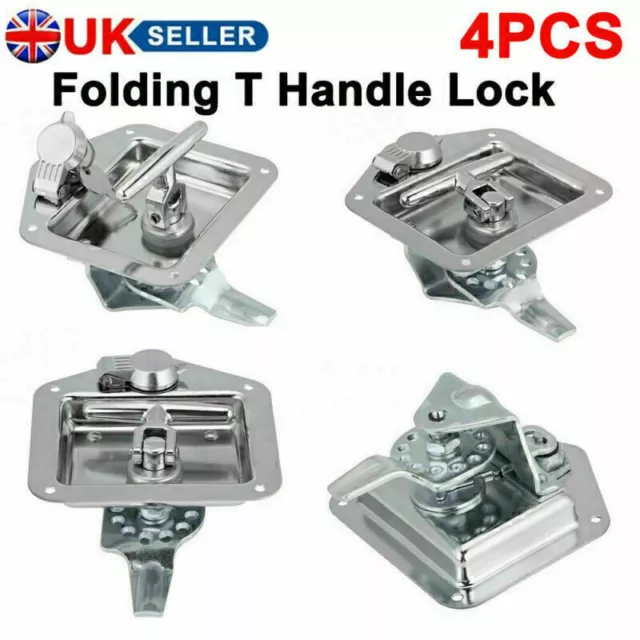 4x Stainless Steel Folding T Handle Lock Latch for Trailer Truck Paddle Tool Box