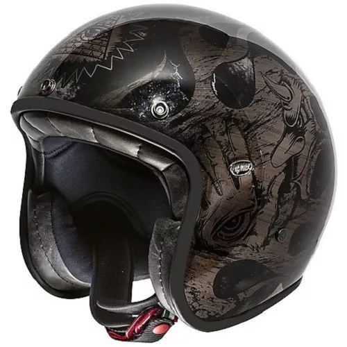 Casco Helmet Jet In Fibra Le Petit Classic Evo Bd Black Chromed Premier Size L