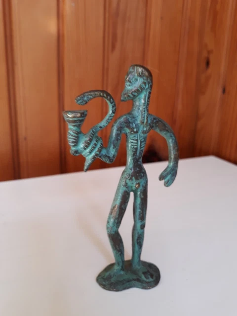 Ancienne statuette Grec en Bronze D'asclèpios , Dieu grec de la médecine