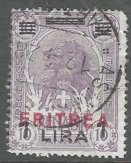 ITALIAN ERITREA  :1924 1lc on  10a  lilac  SG88 used