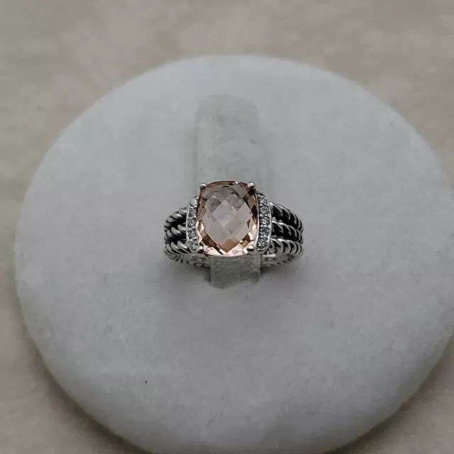 DAVID YURMAN STERLING Silver Petite Morganite Wheaton Ring size 6 $194. ...
