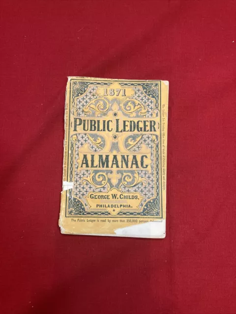 Public ledger almanac 1871 George Childs publisher Philadelphia PA￼