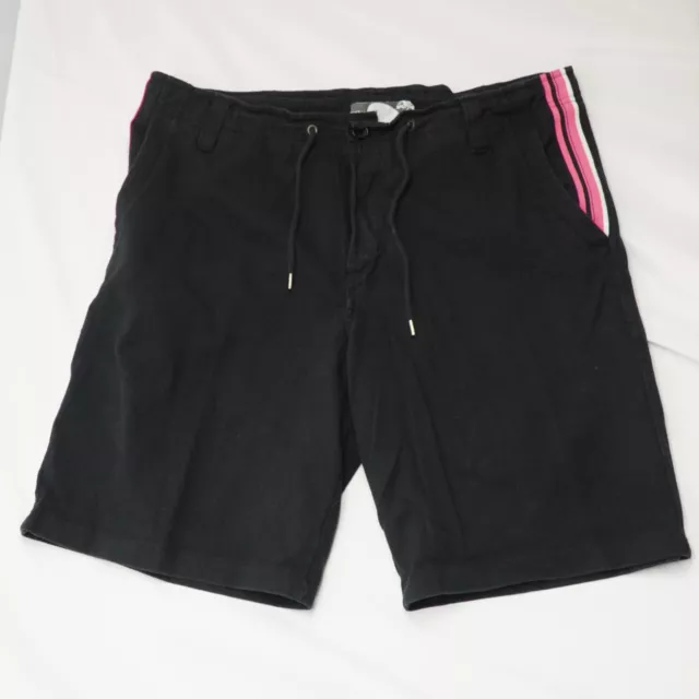 Diesel Gold Label Black Shorts Drawstring + Belt Loop - Pink White Stripes - 38