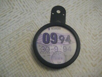 Great Britain Enfield Motorcycle # B414 Ory Sept 1994 Tax Disc & Metal Holder