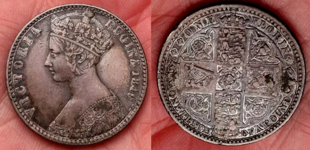 Great Britain 1849 Queen Victoria Godless Florin  -35- !!!