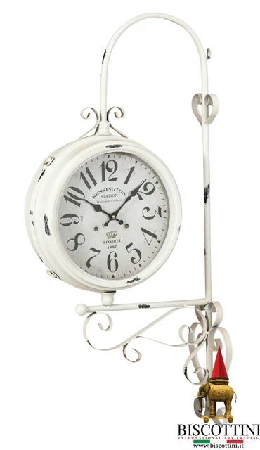 Orologio Da Parete Vintage Stile Stazione Ferroviaria, 20,3 Cm, Doppio Quadrante, Battuto Nero, Movimento Silenzioso
