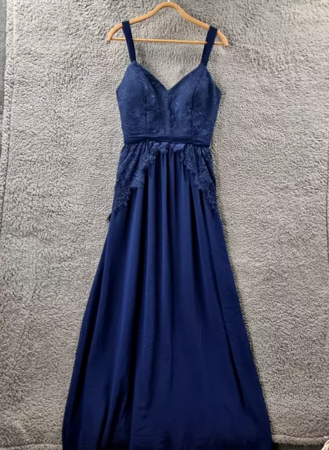 Tania Olsen Designs Womens Maxi Dress Size 8 Navy Blue Lace Bodice Sleeveless