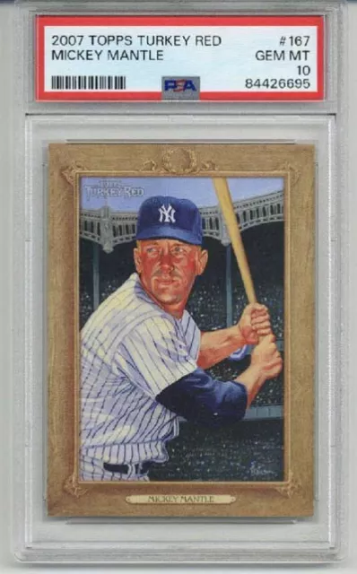 2007 Topps Turkey Red #167 Mickey Mantle Card New York Yankees Psa 10 Low Pop