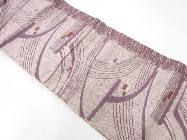 37148# Japanese Kimono / Nagoya Obi / Mawata Tsumugi / Woven Abstract Pattern