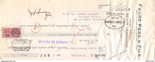 1938 FAURE Pere&Fils A Revin-M.gladel A Clermont Ferrand EUR 8,00 ...
