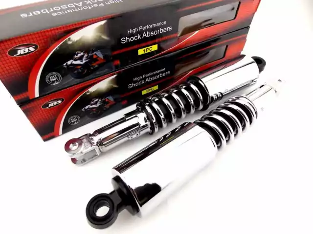 HONDA CB650 335mm JBS BLACK/CHROME REAR SHOCK ABSORBERS EYE TO CLEVIS