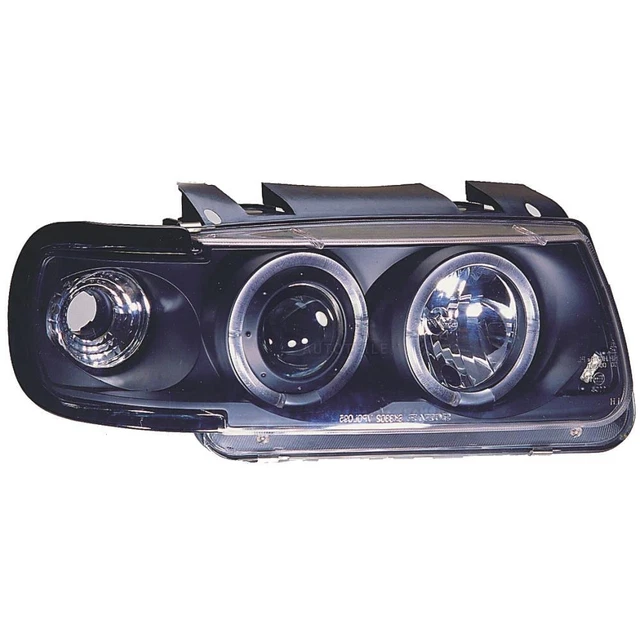 Set Fanali per VW Polo III 3 Tipo 6N1 94-99 Angel Eyes Vetro Trasparente/Nero
