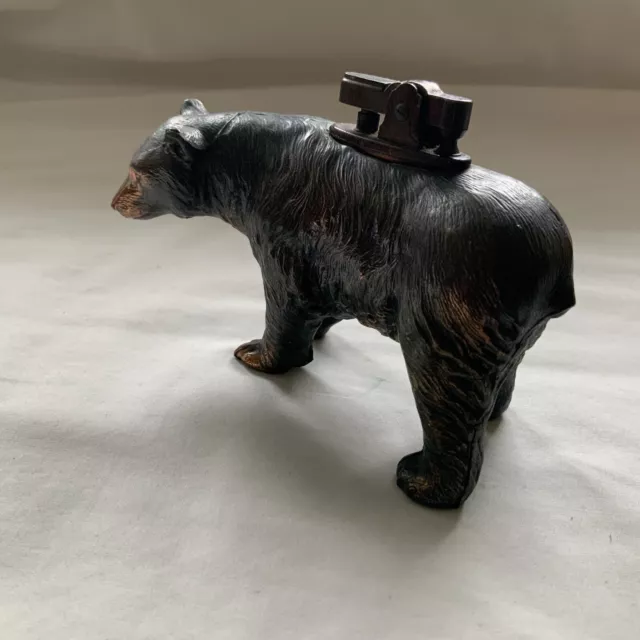Old Vintage Brass Bear Gas Table Lighter